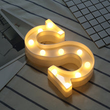 Load image into Gallery viewer, Luminous LED Letter Night Light Creative 26 English Alphabet Number Battery Lamp Romantic Wedding Party Decoration
